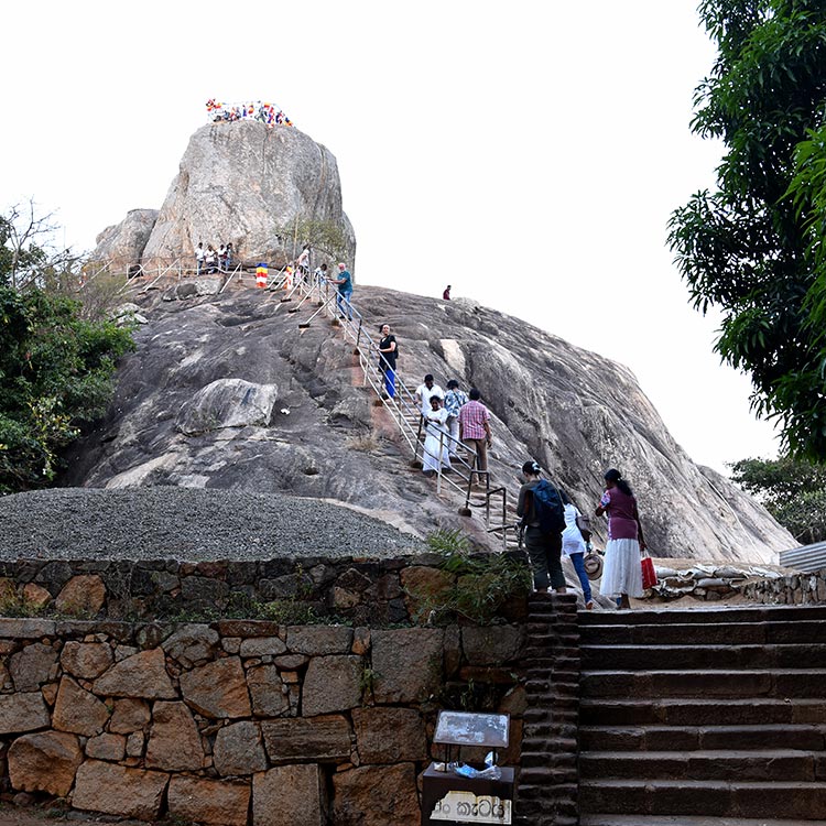Visitors Climbing to the Mihinthale Mountain Peak