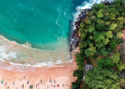 An aerial drone shot showing the Beauty of Talalla Beach
