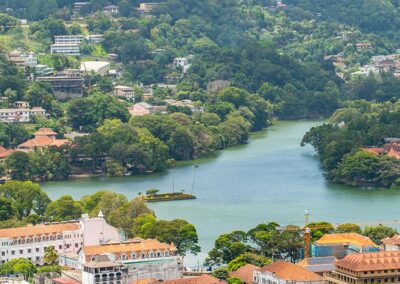 The lake, ancient buildings, and the Scenic verdant Surroundings of Kandy
