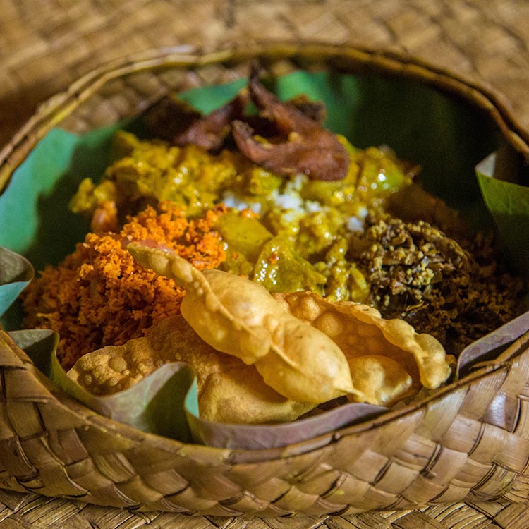A delicious village meal of rice and curry from a village in Sri Lanka