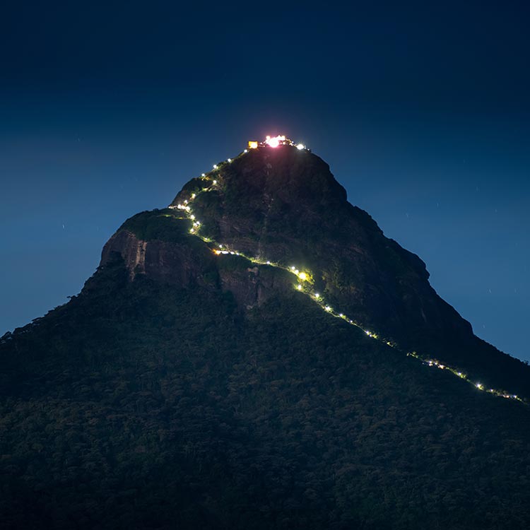 Mountain View of the Illuminated Adam's Peak