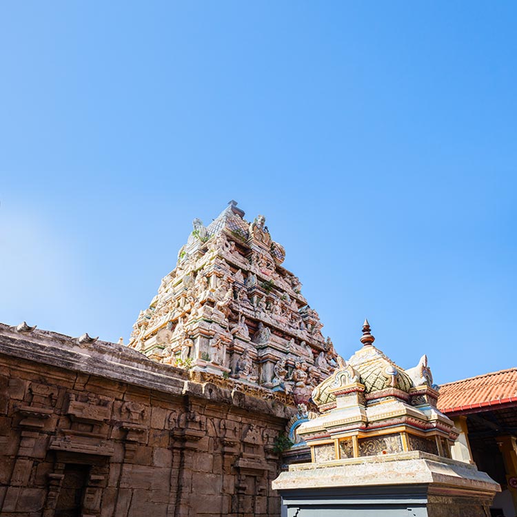 The white color buildings of the Munneswaram Temple