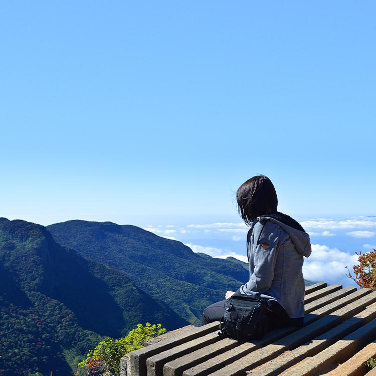 A Girl Observing the Beautiful Surroundings at Horton Plains