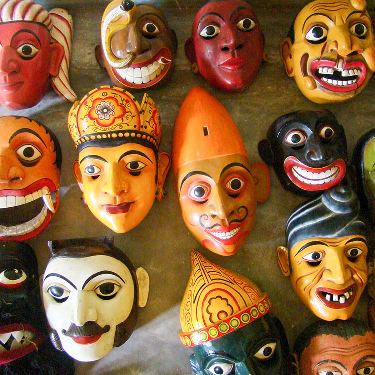 A Collection of Colourful Traditional Masks from Ambalangoda