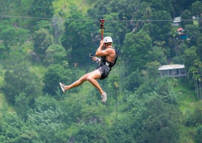 A Foreigner Experiencing Zip Lining in Sri Lanka