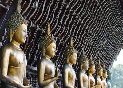 The Bronze Buddha Statues at the Gangaramaya Temple in Colombo