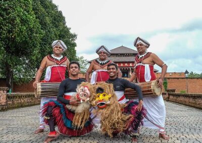 A Team of Cultural Dancers in their traditional dancing costumes