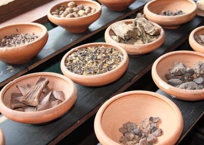 Ingredients for Ayurvedic Treatments in clay dishes