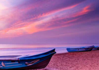 Sunset at Nilaveli, Trincomalee with a boat on the shore