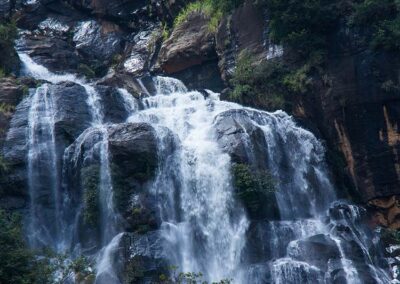 The Ravana Falls cascading over the rocky terrains