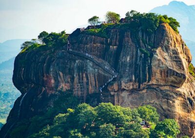 The Sigiriya Rock Fortress surrounded by the greenery