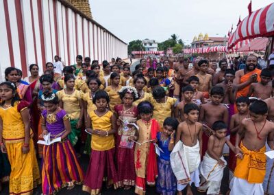 A group of Tamils dressed in colourful Tamil traditional costumes to celebrate a festivity at Jaffna